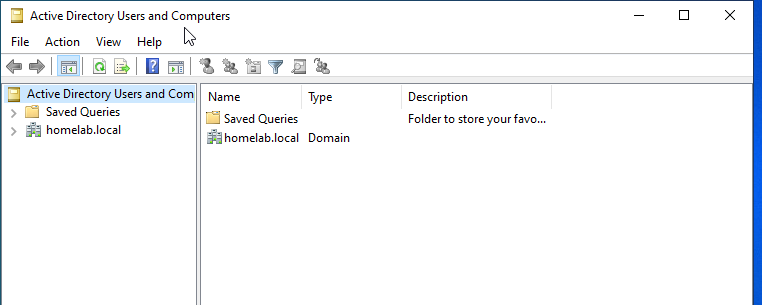 Active Directory Users and Computers console