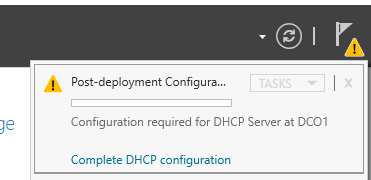 DHCP new scope wizard with the IP range