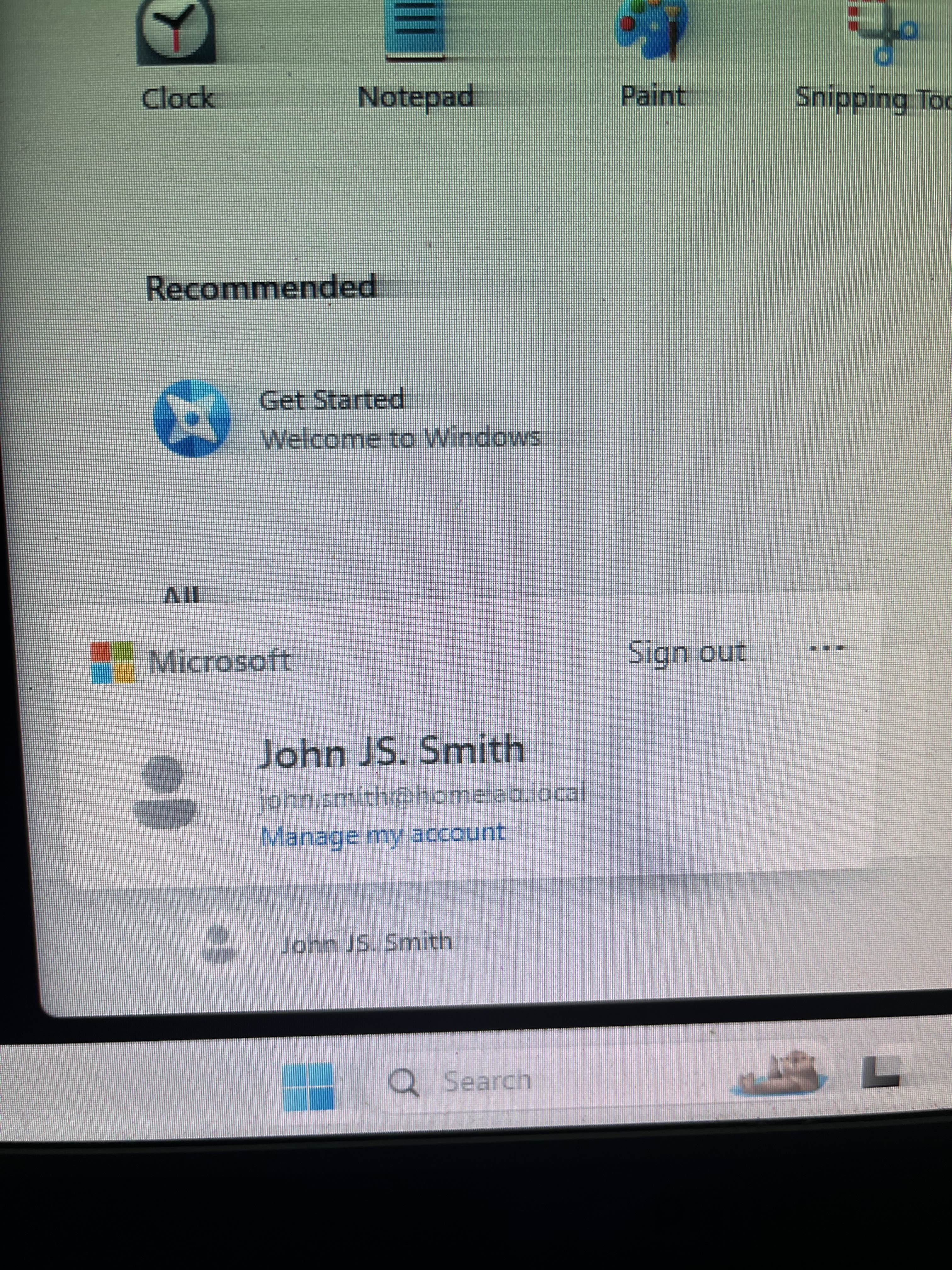 Successful domain login as john.smith