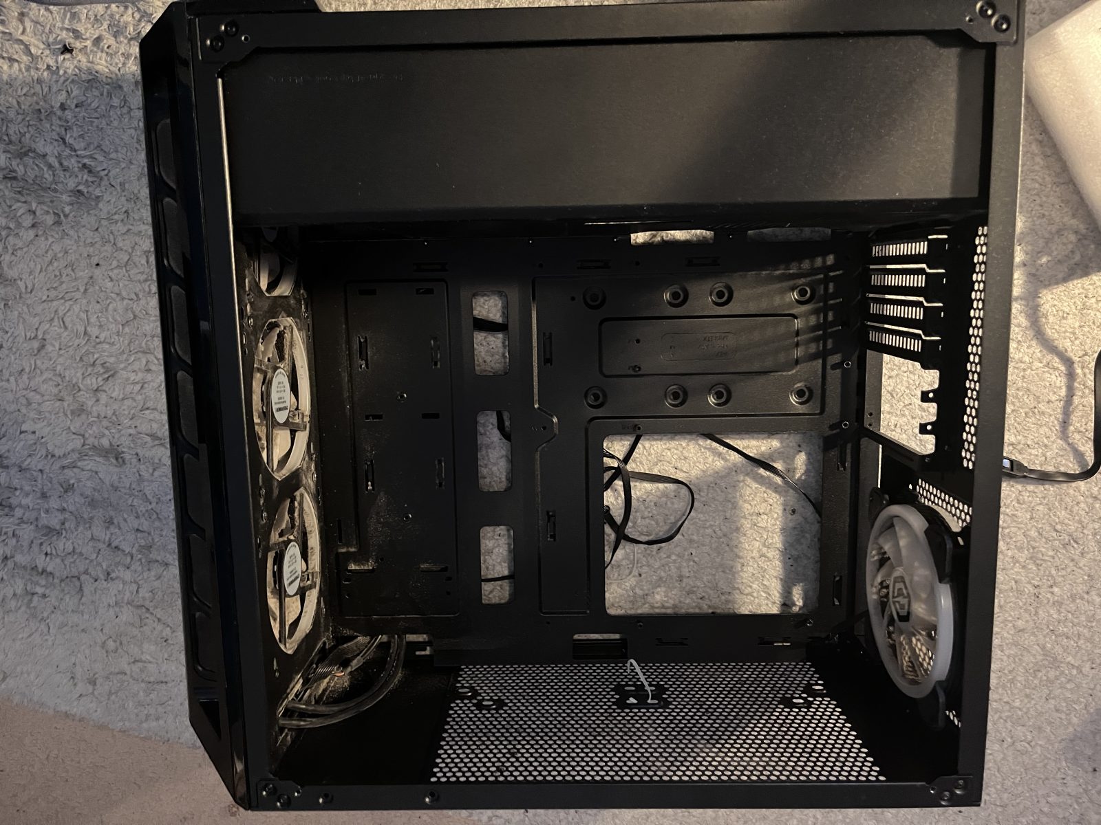Empty PC case interior ready for the build