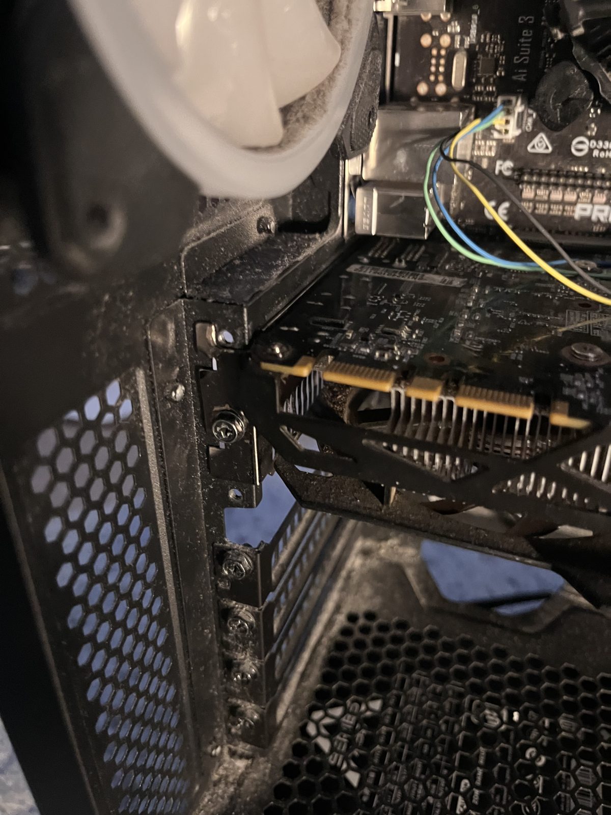 GTX 760 graphics card seated in the PCIe slot