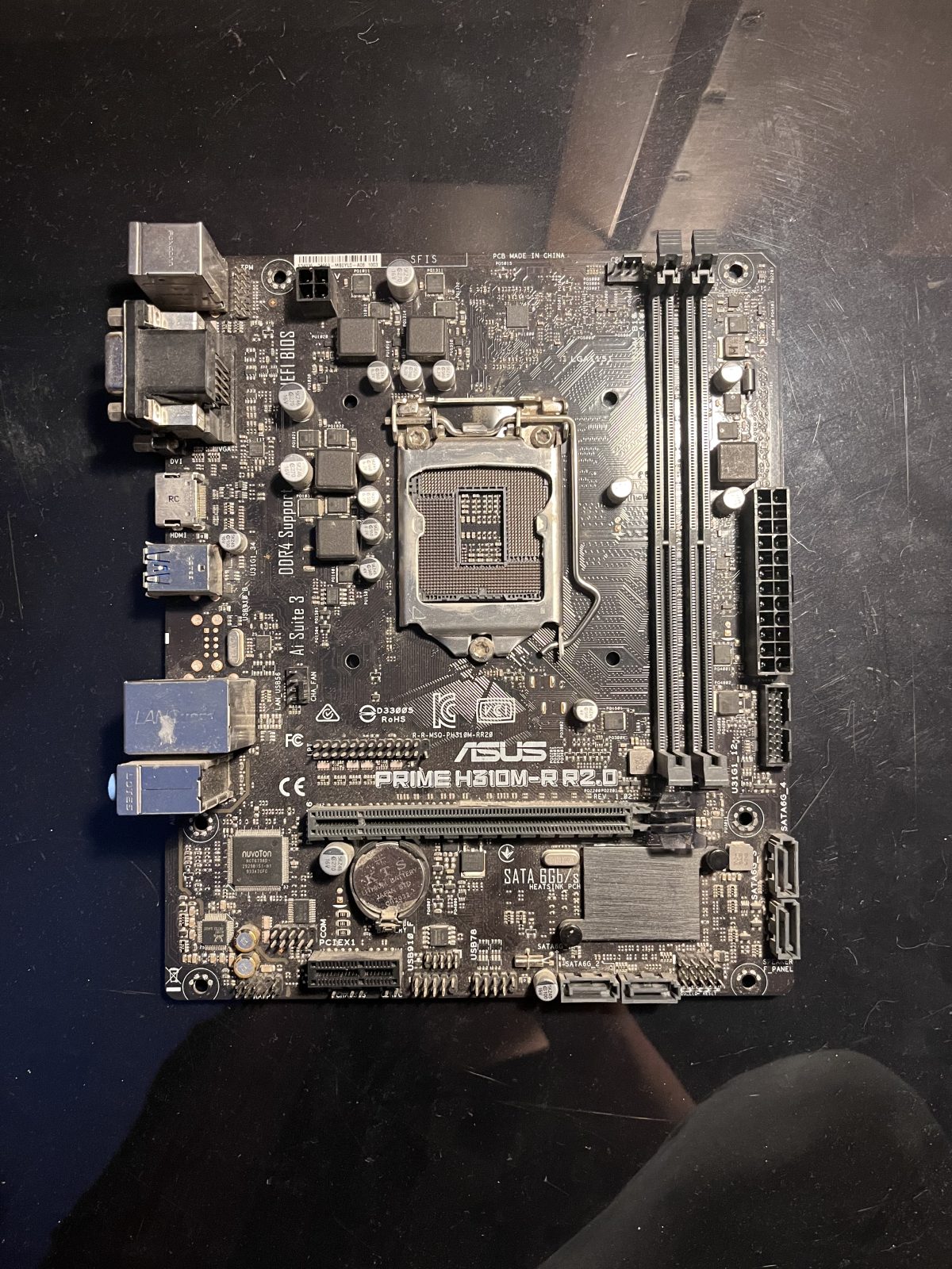 ASUS Prime H310M-R R2.0 motherboard before assembly